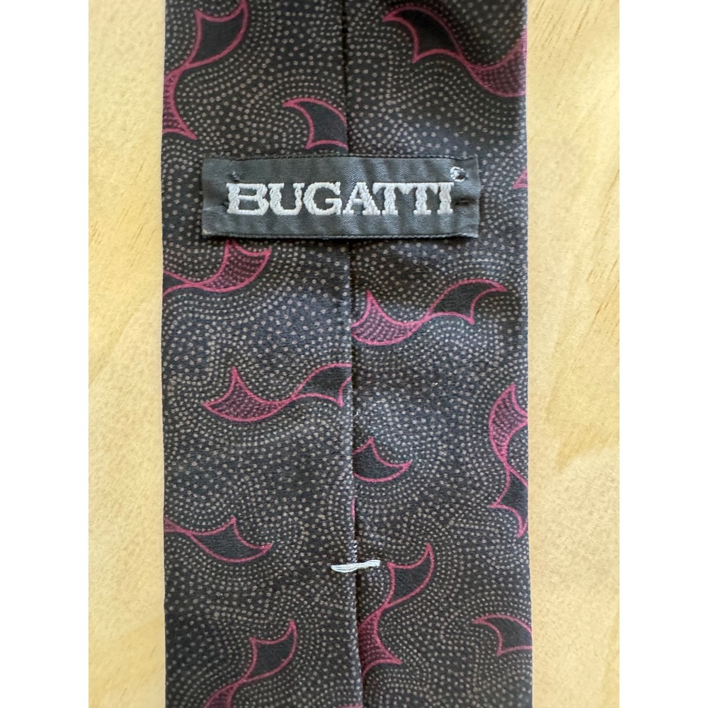 Bugatti Silk Necktie Navy Blue Pink Abstract Geometric Retro Luxury Formal